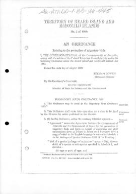 Heard Island and McDonald Islands, Migratory birds Ordinance 1980